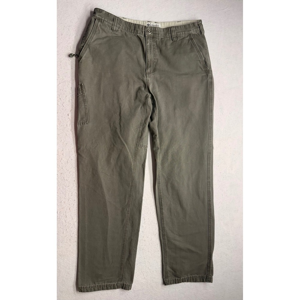 Columbia Sportswear Mens 36x34 Utility Canvas Pants Olive Green AM8431 Cotton